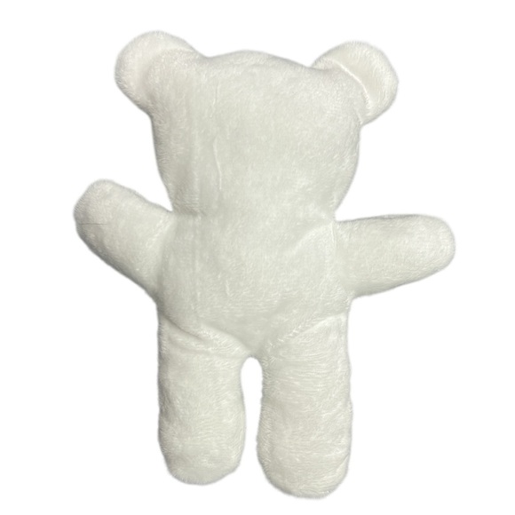 Hand Crafted Little Teddy Bear White with Pink Embroidered Hearts Plush Bear Toy - Picture 2 of 7